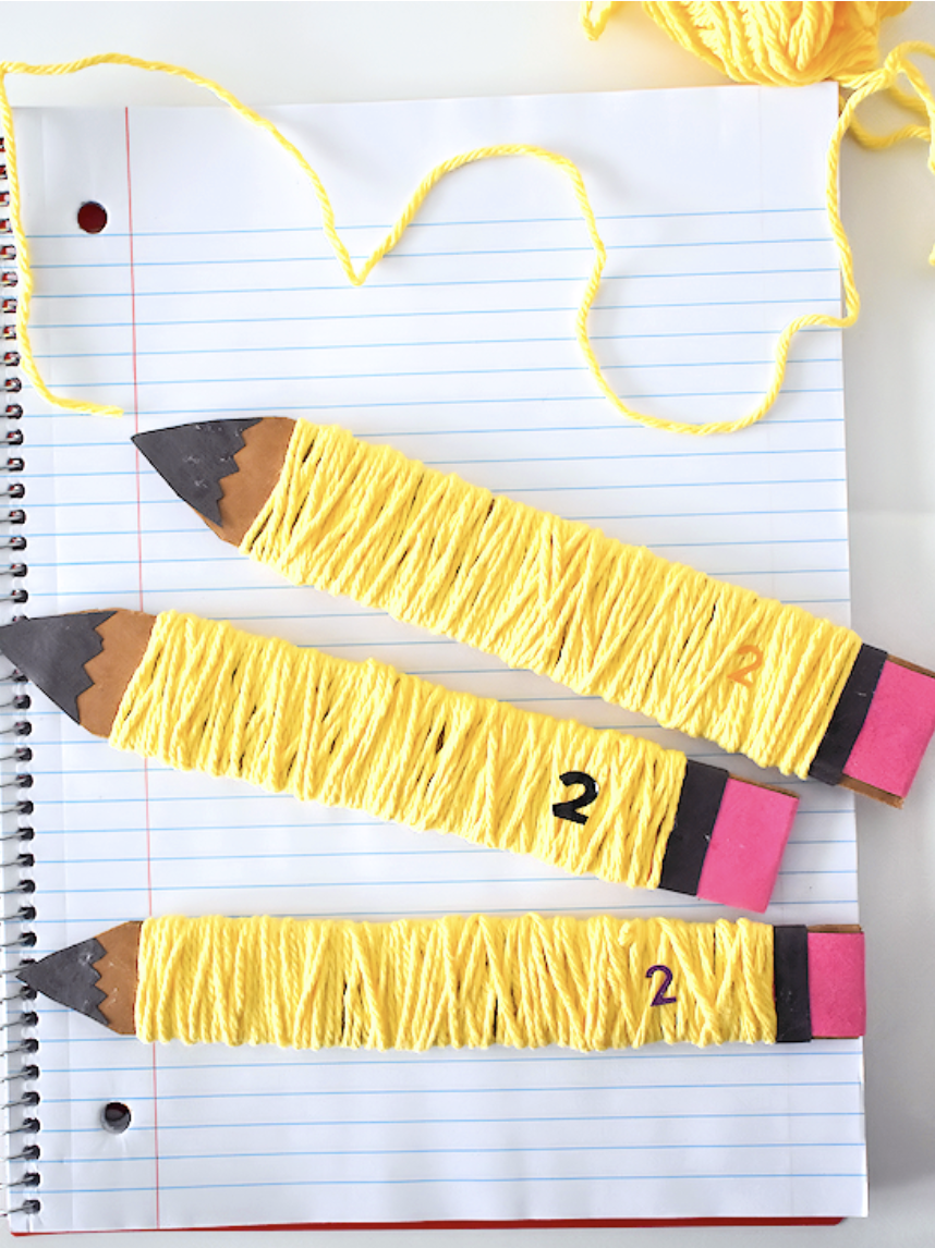 Yarn wrapped pencil craft for kids from ABCmouse.com. 